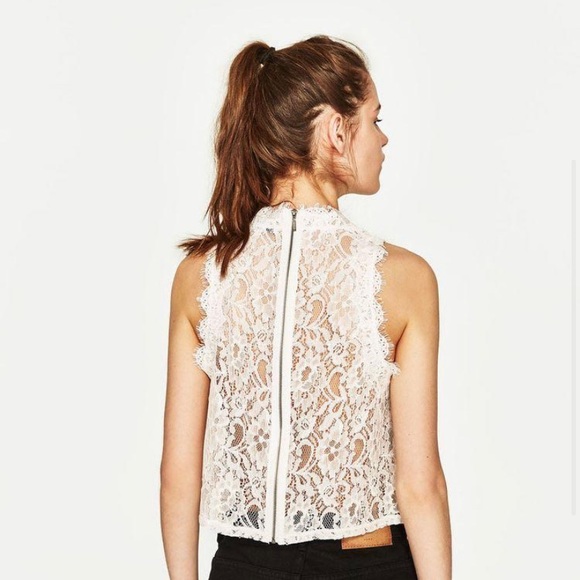 Zara white lace crop top - Picture 2 of 7
